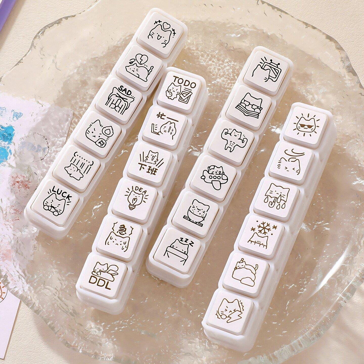 日系可爱小猫ins手帐六联生活记录印章高颜值diy日程本手账本盖印