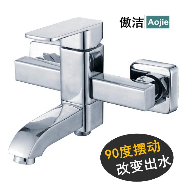 可折叠方形暗装三联淋浴龙头套装 浴缸入墙式冷热混水阀水龙头