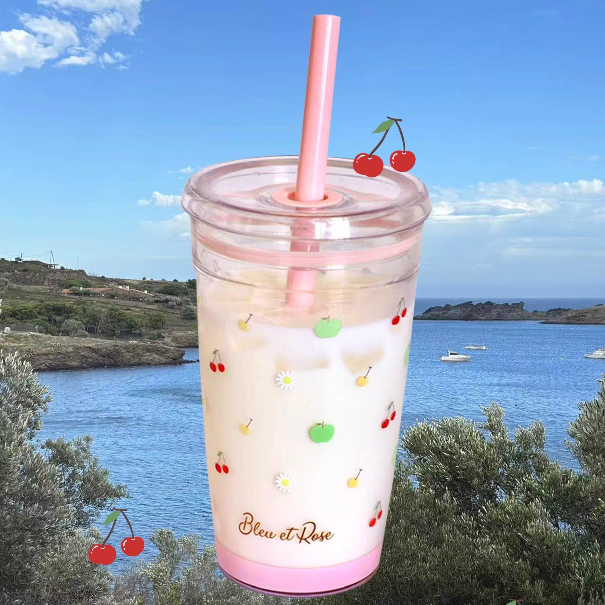 BLEU et ROSE【南法假日】法式大容量Tritan吸管水杯咖啡杯随行杯