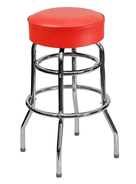 现代简约前台吧台凳高脚凳酒吧凳可旋转加高圆皮质红色座椅