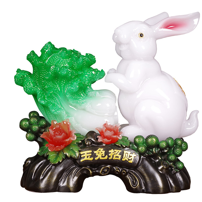 玉兔招财摆件f白菜生肖兔子家居饰品乔迁新居客厅酒柜玄关桌面摆