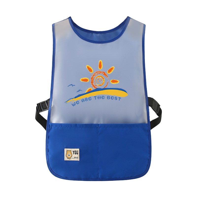 儿童马甲罩衣防水防油中大童围裙幼儿园美J术绘画吃饭围兜定制log