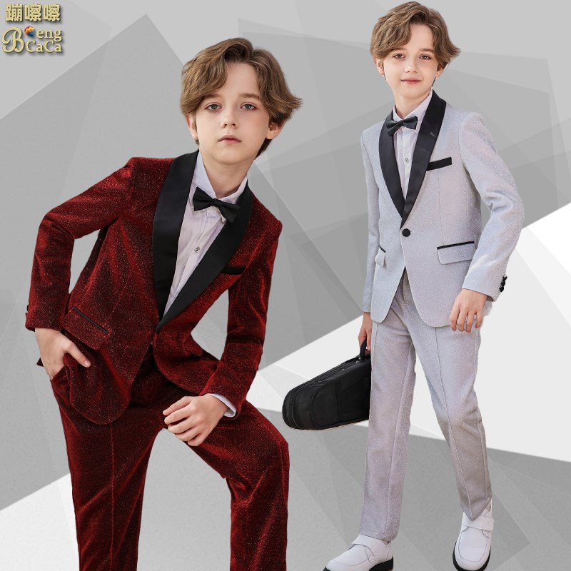 男童西装套装钢琴演出q服小主持人英伦风庆典走秀礼服唱歌表演西