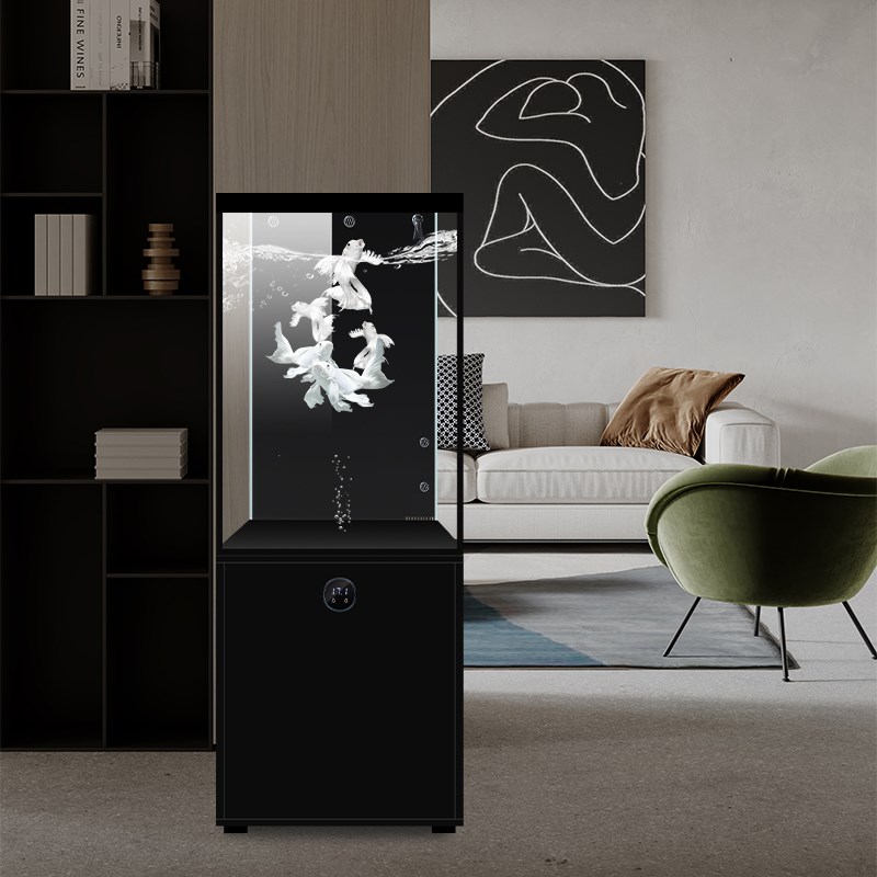 迪顺鱼缸2024新款p超白玻璃底滤金鱼缸水族箱落地客厅家用鱼缸