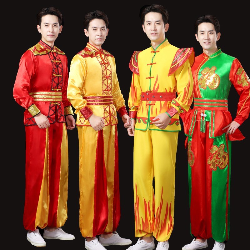 新款打鼓服演出服成人男舞龙舞狮锣鼓大鼓服装民族W秧歌服演出服