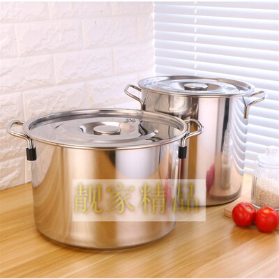加厚不锈钢桶带盖汤锅烧水桶油桶储水G桶内耳蓄水池无耳桶商用米