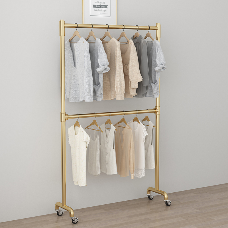 双层升降晾衣架落地n挂衣单杆卧室宿舍阳台多层家用凉晒神器衣帽