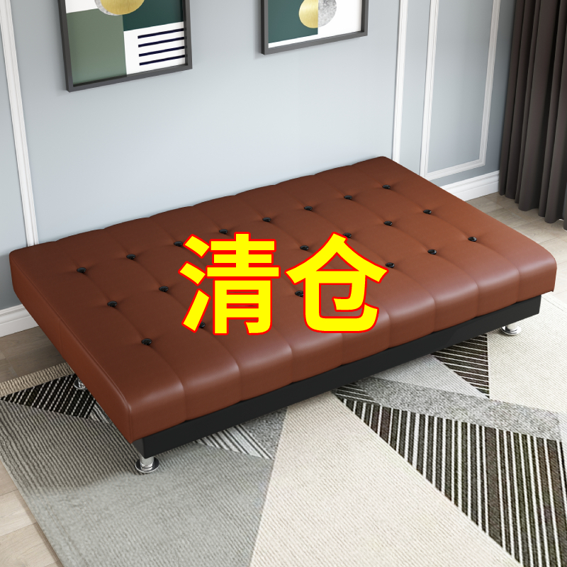 小户型双人三人沙发PU皮油蜡y皮艺两用多功能可折叠简易客厅沙发