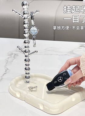 进门挂钥匙收纳摆件轻奢陶瓷高级入F户玄关置物架客厅装饰家居饰