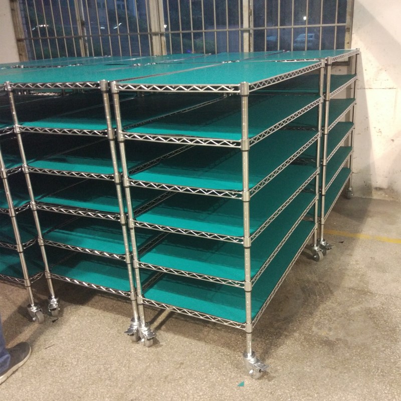 防静电五层c移动物料货架不锈钢金属置物架多层铁架带轮周转物料