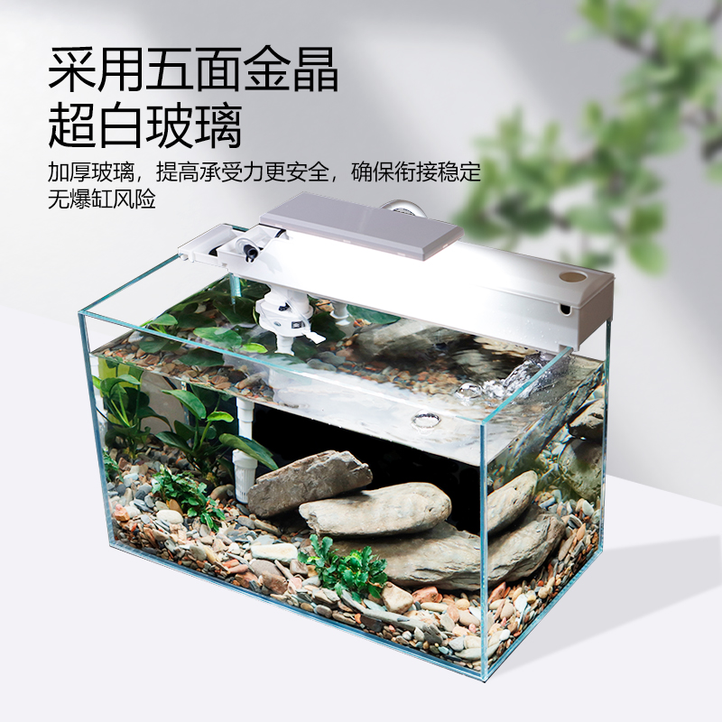 超白鱼缸客厅小型桌面生r态溪流造景真水草玻璃懒人养鱼金鱼乌龟