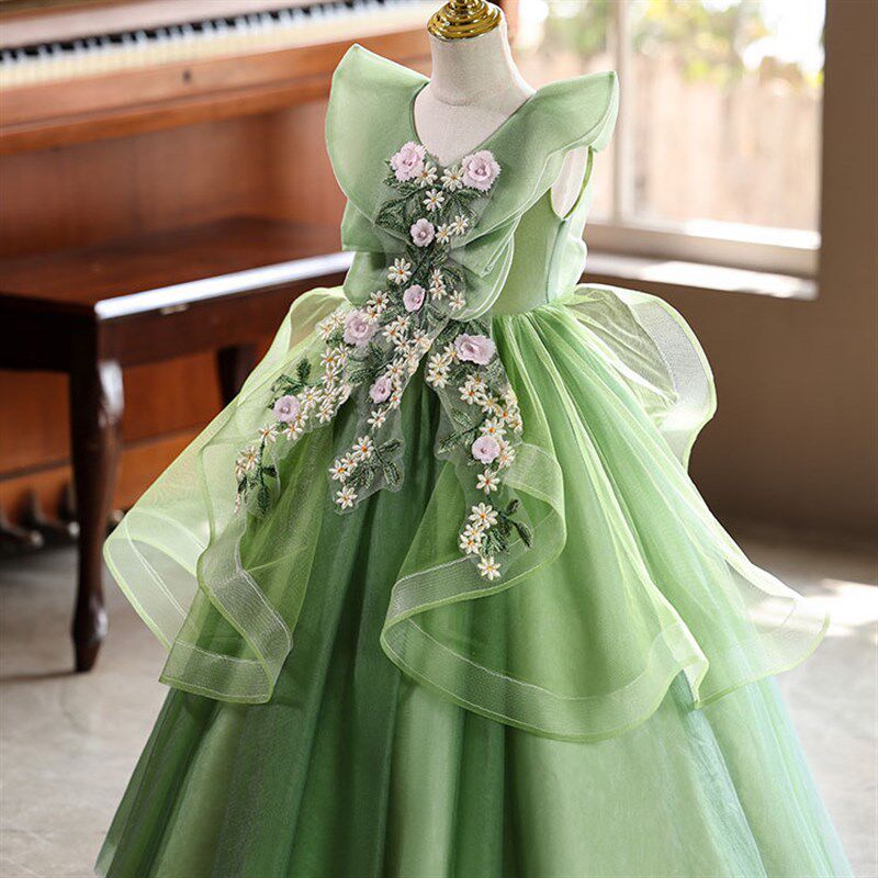 女童蓬蓬纱裙花仙子公主裙花童礼服儿童钢琴表演长裙主Z持人演出