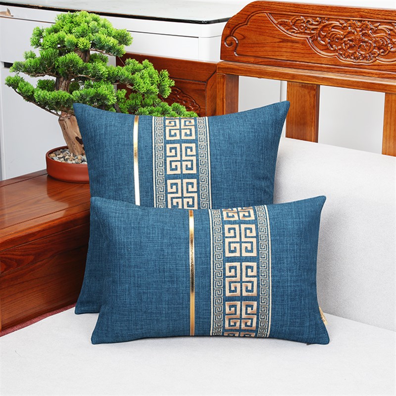 新中式刺绣抱枕j简约沙发靠垫办公室客厅卧室轻奢长方形腰枕靠背