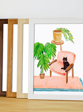 木质相框挂墙a3A4纸画框4tk八8K开水彩素描油画外框装裱12寸16框