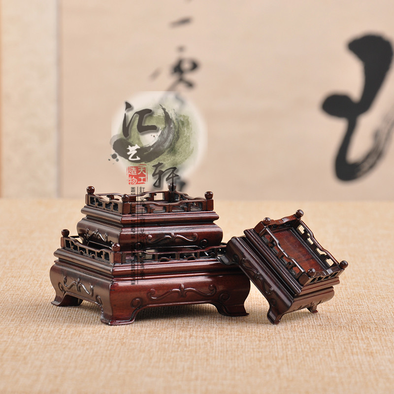 实木非洲酸枝正方印章q玉器玉石微盆景插花摆件底座文昌塔葫芦底