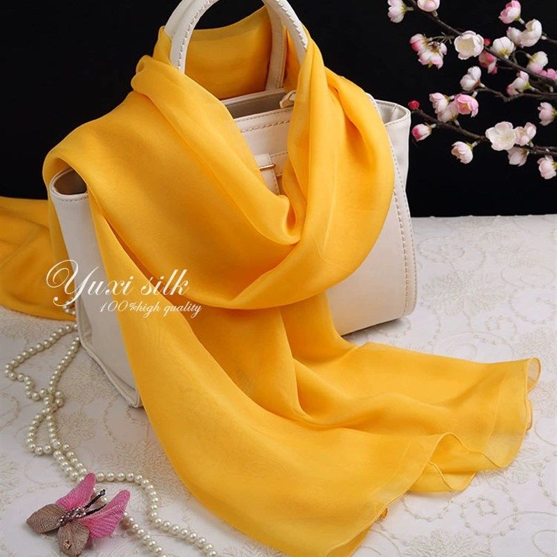 黄色纯色桑蚕丝长款真q丝丝巾披肩女薄纱巾春秋冬夏季丝绸围巾,服饰配件/皮带/帽子/围巾,围巾/丝巾/披肩,淘宝优惠券,粉丝福利购,淘宝优惠卷