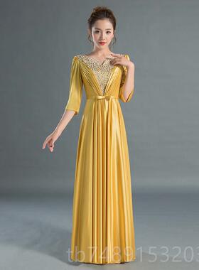 正品合唱团演服老装成年出子新春长裙中年合唱团长女宴晚礼服定制