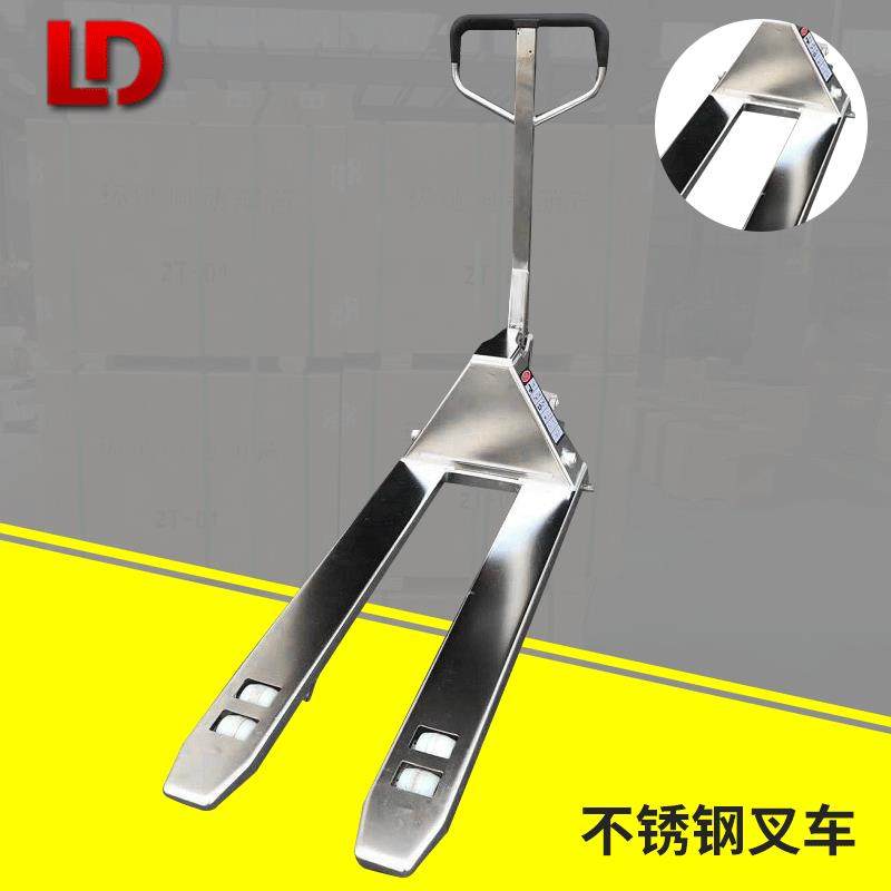 不锈钢液压叉车手推托盘车04全不锈钢叉车地牛小型手动升降叉车