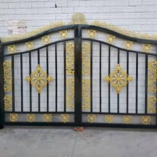庭院别墅铁艺雕花大门中式别墅庭院铁艺大门双开门别墅小区平推门