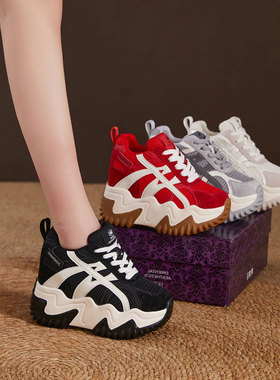 震地王内增高老爹鞋女2025秋季新款运动鞋12cm厚底德训鞋休闲鞋子