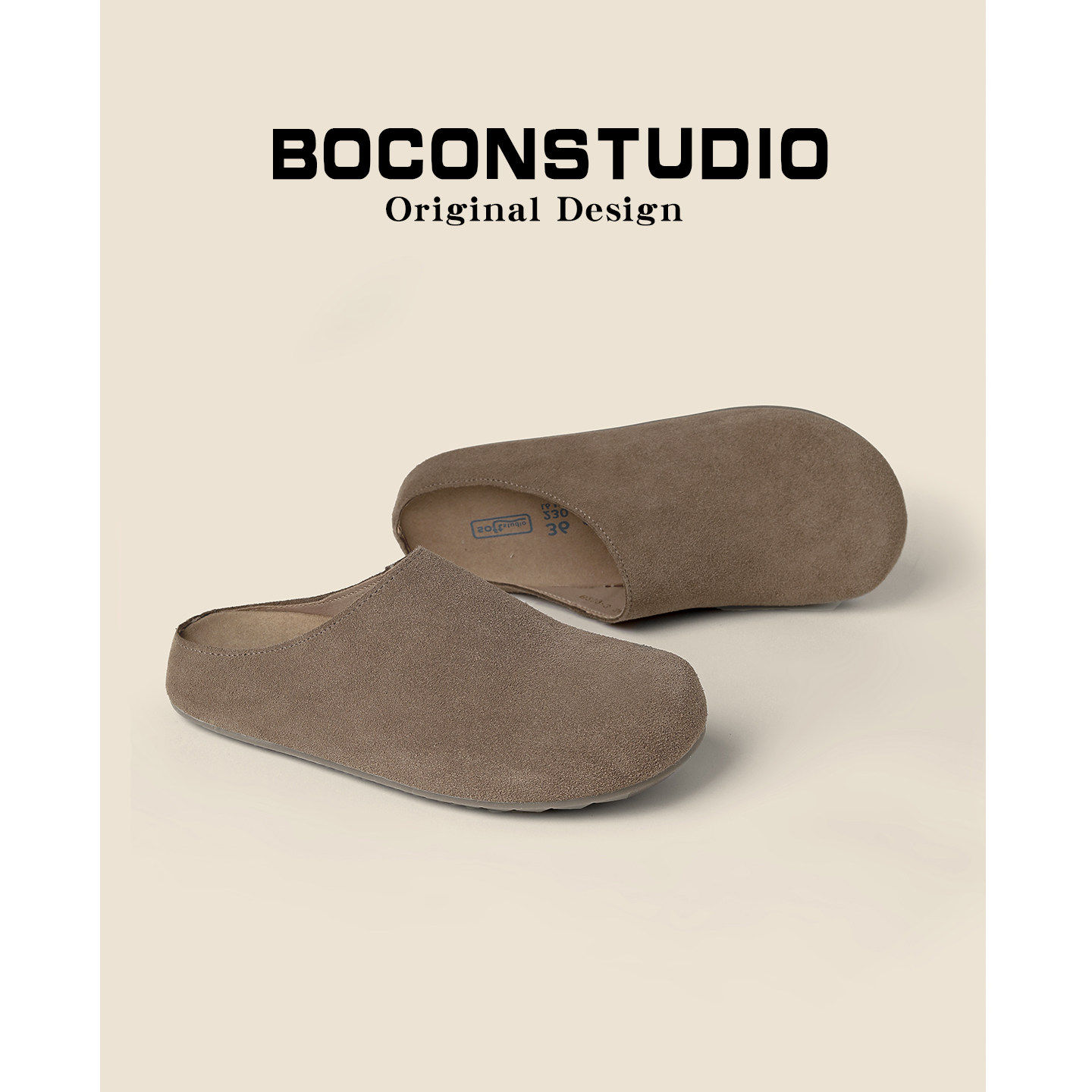 限时88~真皮厚底勃肯鞋女春夏外穿包头博肯足弓支撑半拖鞋穆勒鞋