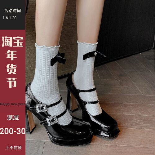 新品令戈工作室水钻扣高跟玛丽珍女2025年春季新款方头浅口气质单