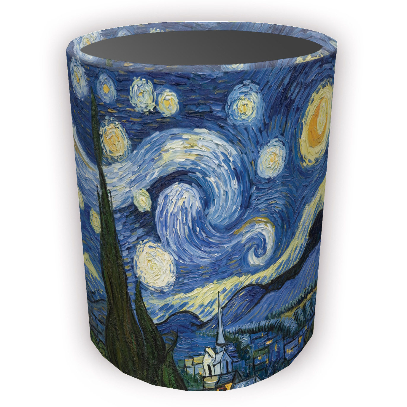 梵高笔筒笔盒笔袋办公文具桌面收纳盒礼品圆形皮革皮质整理,家居饰品,花盆,淘宝优惠券,粉丝福利购,淘宝优惠卷