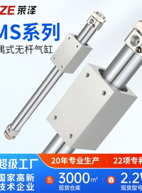 小型气动磁藕式RMS无杆气缸长行程10/16/20/25/32/40X100X200X300