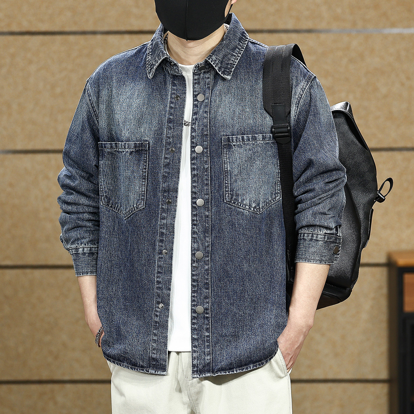 高端潮牌牛仔衬衫男外套2026新款秋季男装大码男士休闲夹克春秋款
