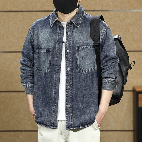 【牛仔衬衫男外套男士休闲夹克】