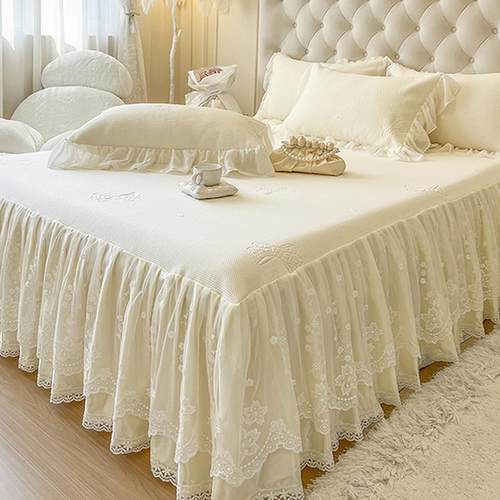 A类冰丝凉席四件套三件套夏季白色公主风床裙冰岛丝可机洗空调席