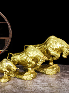 精选铜牛摆件纯铜旺市金牛气冲天招财进宝牛礼品客厅办公室装饰品