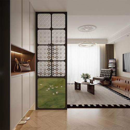 法式复古顶天立地入户玄关屏风客厅装饰卧室餐厅遮挡实木飞燕座屏