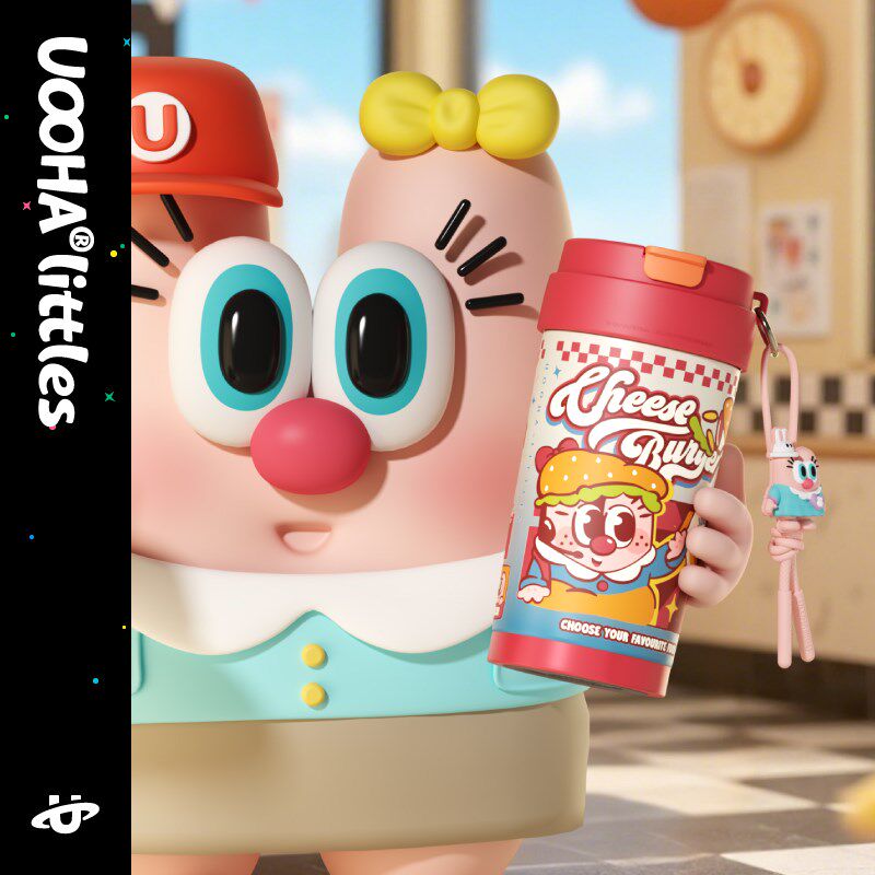 uooha多巴胺双饮咖啡杯不锈钢杯内外316L保温杯女便携吸管水杯