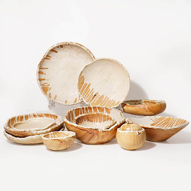 餐厅商用不规则圆盘创意个性复古手工汤盘雷灵盘法式菜盘摆盘碟子