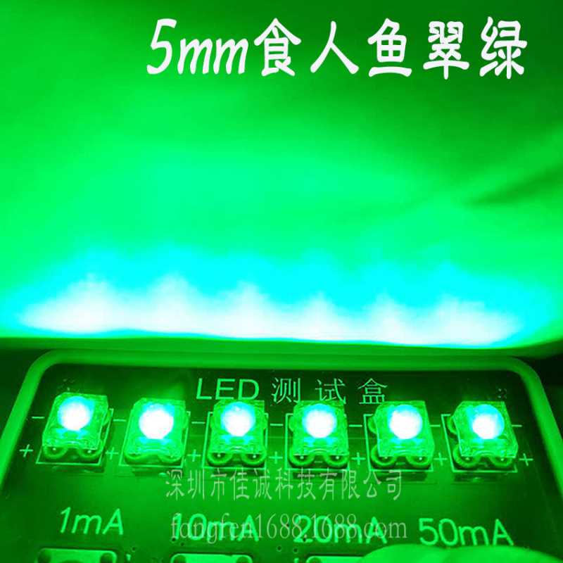 5mm食人鱼翠绿ledf5食人鱼翠绿四脚食人鱼绿光汽车尾灯食人鱼绿灯