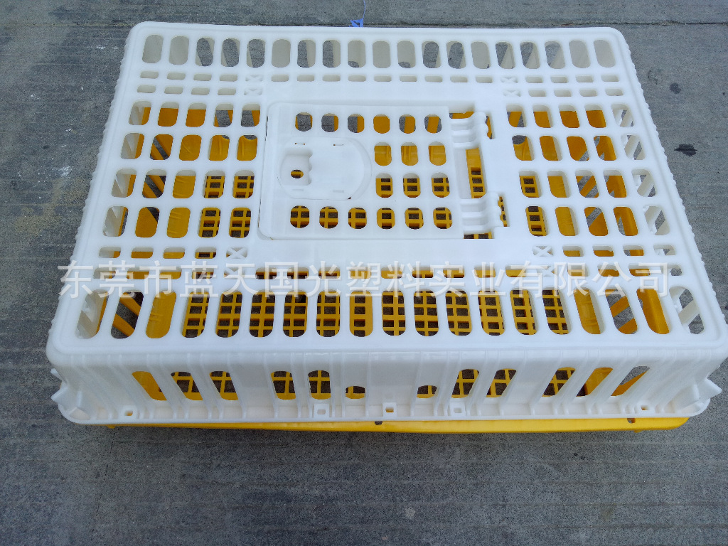 批发黄底白盖运输筐 塑胶鸡笼 加厚耐用塑料鸭笼 塑料周转笼