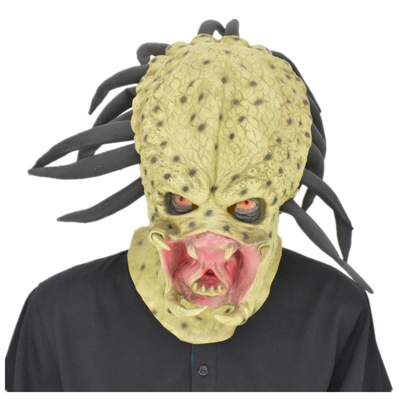 新异形大战铁血战士面具刀疤铁血乳胶头套脸谱Scar Predator Mask