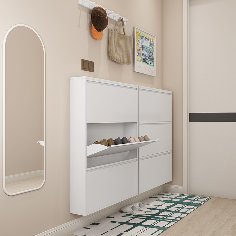 超薄鞋柜家用门口大容量北欧简约金属极窄入户翻斗式鞋柜