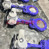 智能一体式 电动刀型闸阀PZ973X 厂家批发 10C DN150全开全关