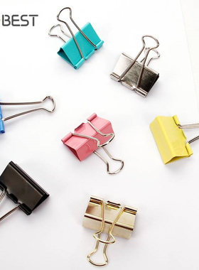 康百彩色长尾夹金属文件夹子办公文具大中小桶装燕尾夹D6015-6051