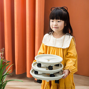 加厚家用万向轮圆形花盆底座移动托盘接水盘带滚轮花盆垫花盘底盘