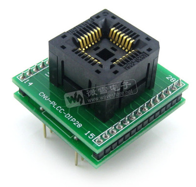 PLCC28转DIP28编程座IC测试座 IC120-0284-008带板引脚间距1.27mm