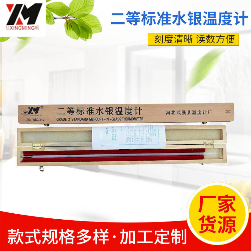 二等标准水银温度计 WBG-0-2型 0-50℃ 分度值0.1℃玻璃温度计