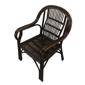 印尼藤编休闲椅家用阳台扶手椅中式 田园单人椅真藤靠背椅老人椅子