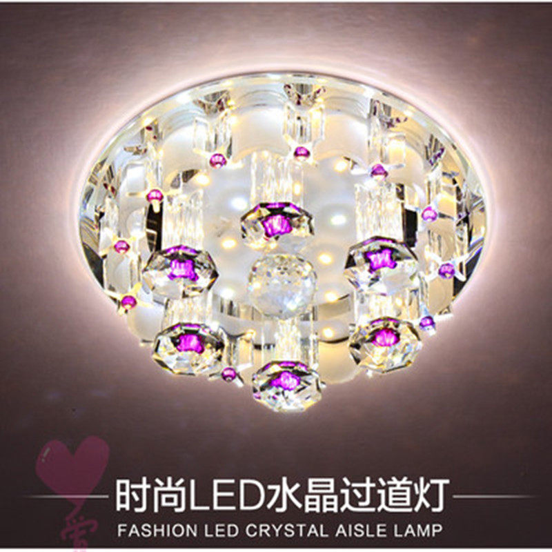 2021新款水晶过道灯七彩走廊灯30cm阳台灯现代简约嵌入式吊顶射灯