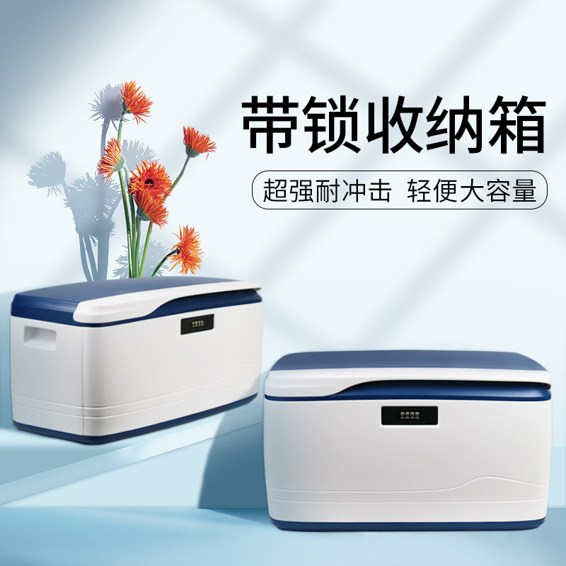 带锁隐私文件储物盒汽车载办公整理收纳箱子特大号家用塑料密码箱