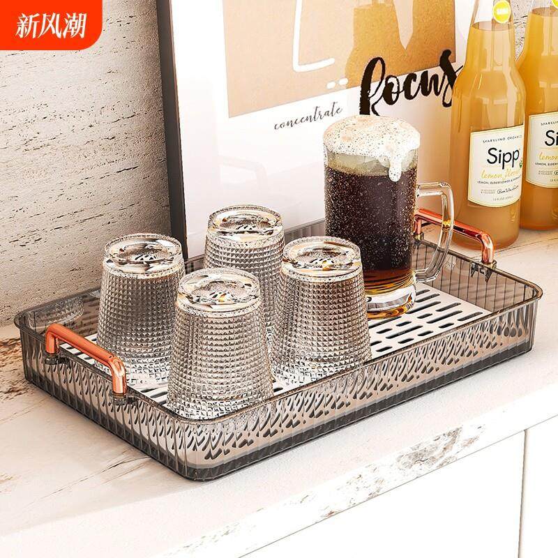 水杯子架放茶杯家用置物架茶具收纳沥水托盘桌面咖啡杯架轻奢双层