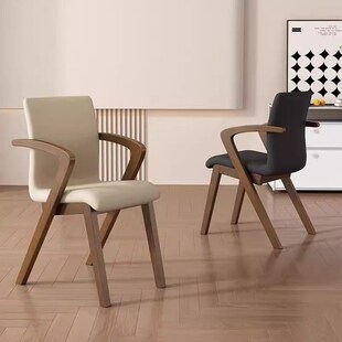 芬尼特实木餐椅黑胡桃木书房椅子简约新中式圈椅家用软包靠背椅子