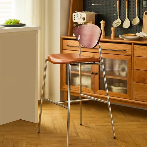 法式新款北欧风高脚凳家用覆古酒吧吧台椅奶茶店休闲高脚椅吧台椅